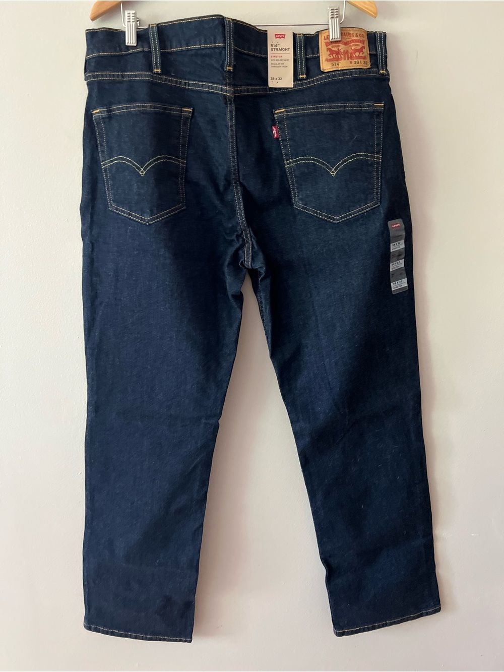 Levi's Men's 514 Straight Dark Blue Jeans 38x32  NWT